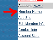 This is a screen capture of the "top" of the options menu, available as soon as you log into the WebMasterQuest member area. Simply click the "Surf for Traffic" link, to begin earning free traffic!